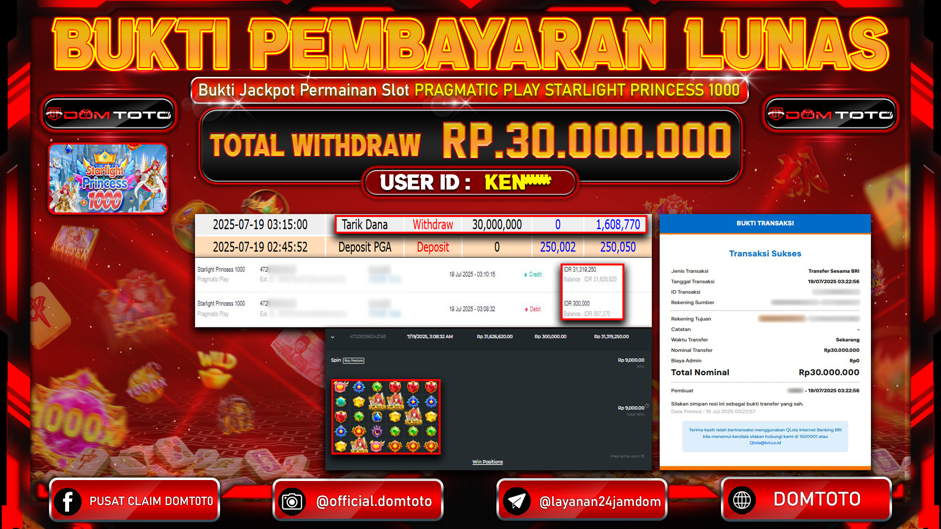 JACKPOT SLOT STARLGHT PRINCESS 1000 19  JULI 2025